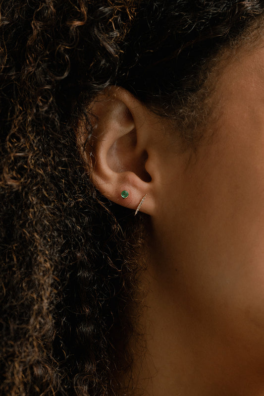 Solid Gold Emerald Studs