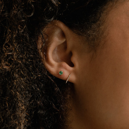 14k Solid Gold Emerald Studs