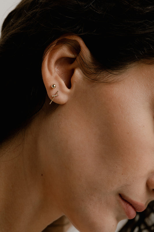 14k Solid Gold Diamond Cross Studs