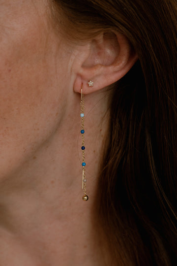 14k Solid Gold Diamond Star Studs