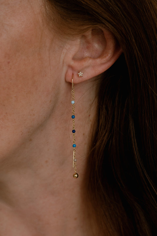 14k Solid Gold Diamond Star Studs