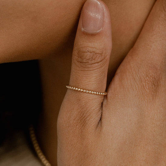 Beaded Stacking Ring - Quad Espresso Jewelry