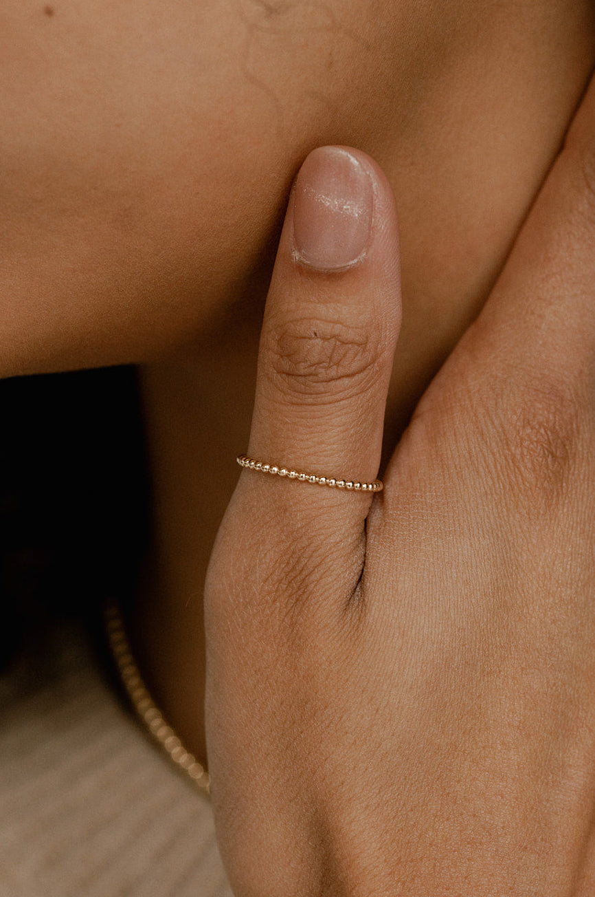Beaded Stacking Ring - Quad Espresso Jewelry