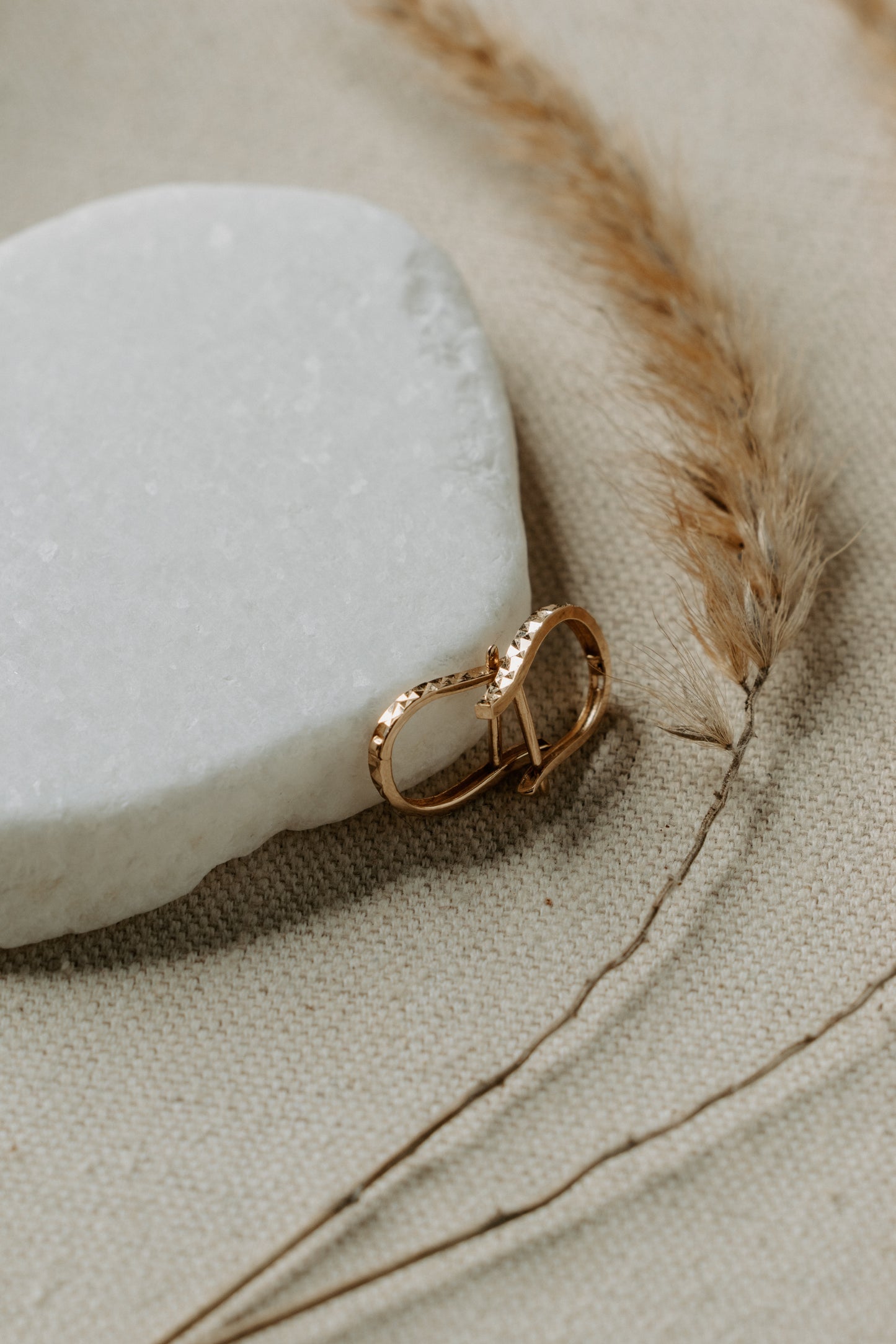 14k Solid Gold Faceted Hoops