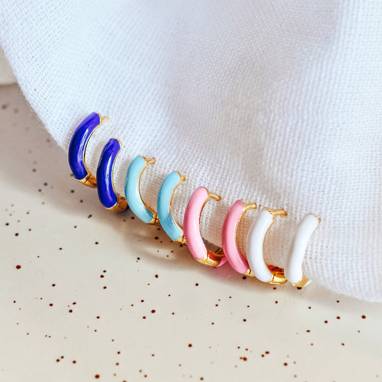 Tiny Enamel Hoops - Quad Espresso Jewelry