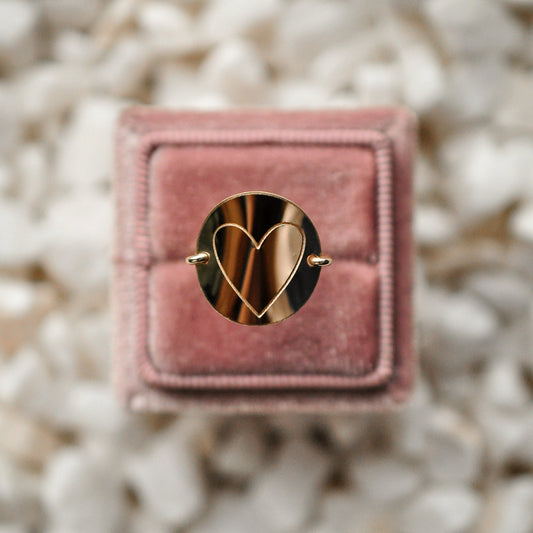 Statement Heart Disc Ring - Quad Espresso Jewelry