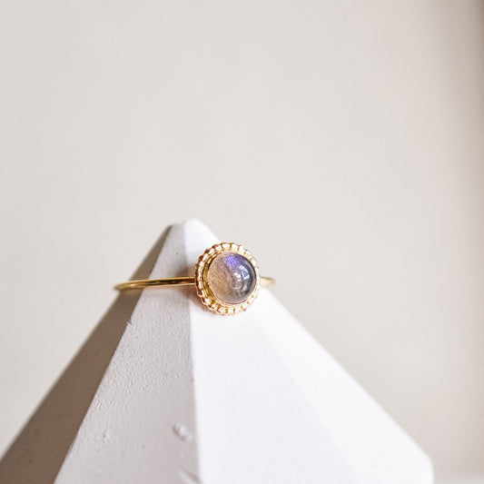 HALO Ring - Labradorite - Quad Espresso Jewelry