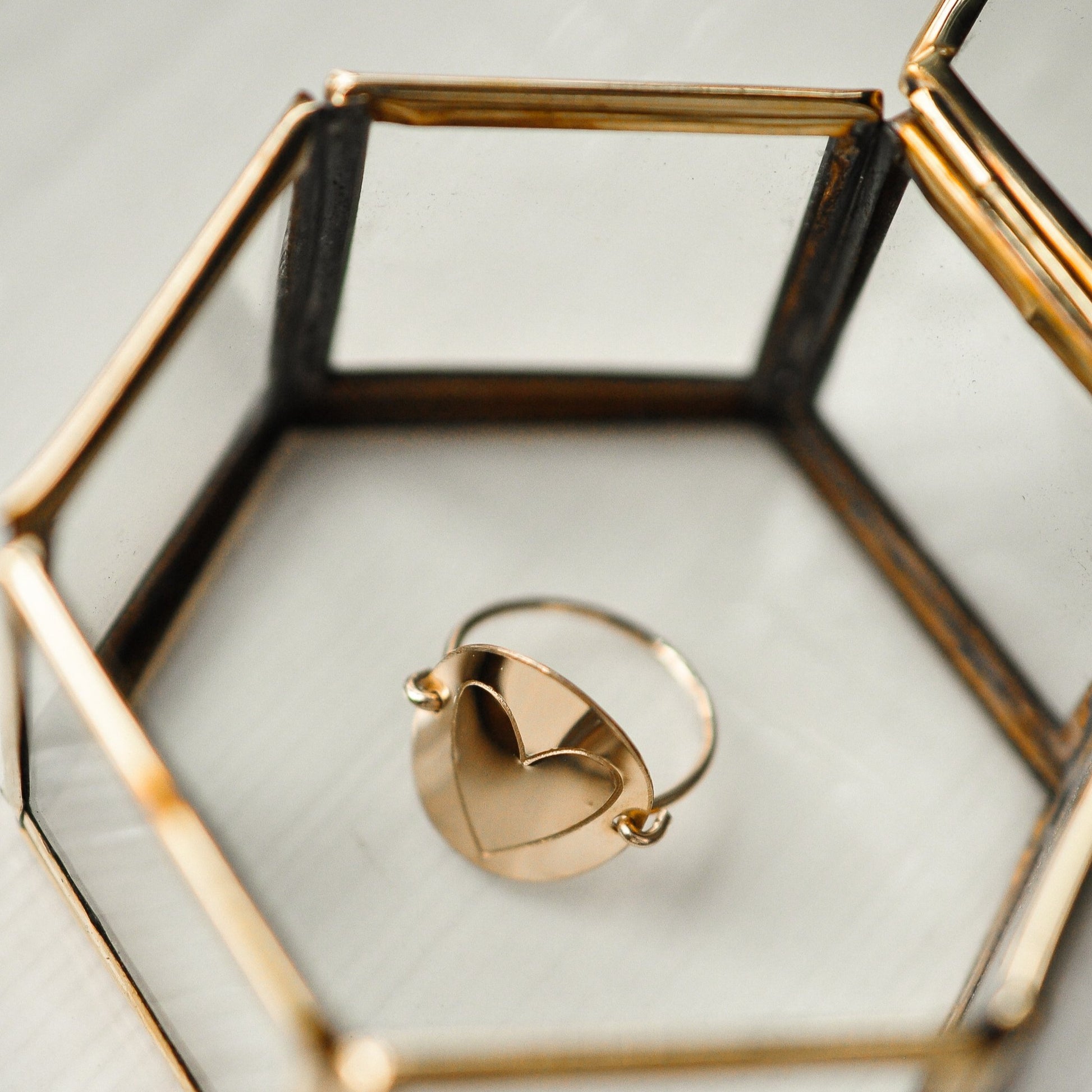 Statement Heart Disc Ring - Quad Espresso Jewelry