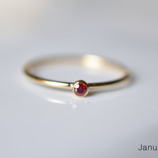 Two Birthstones Ring Stack - Quad Espresso Jewelry