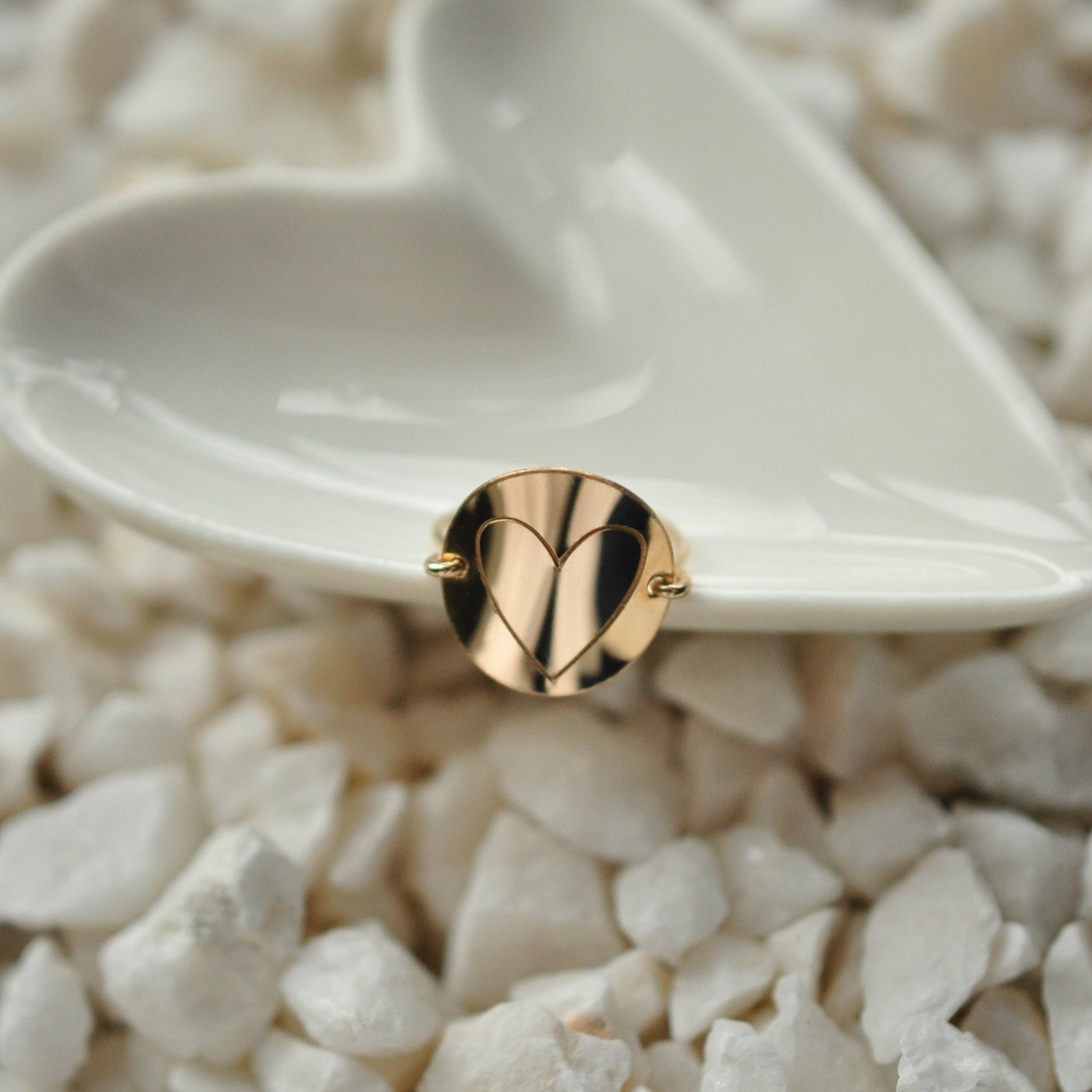 Statement Heart Disc Ring - Quad Espresso Jewelry