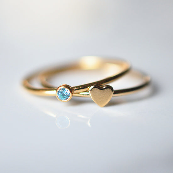 Heart & Birthstone Stack - Quad Espresso Jewelry