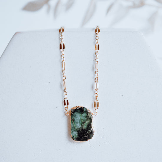 Raw Stone Necklace - Quad Espresso Jewelry