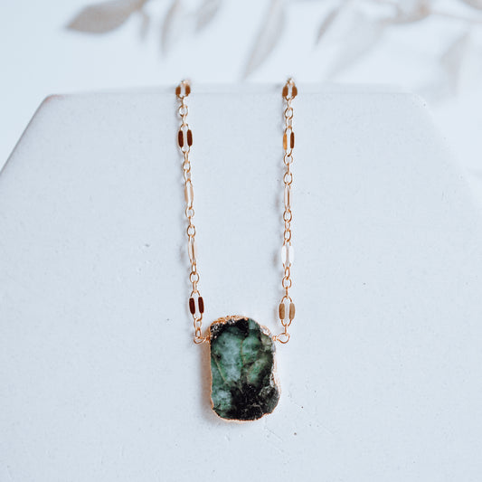 Raw Stone Necklace - Quad Espresso Jewelry