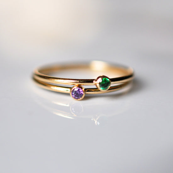 Four Birthstones Ring Stack - Quad Espresso Jewelry