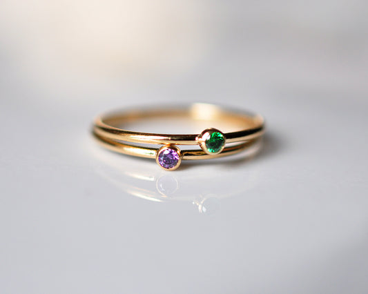 Three Birthstones Ring Stack - Quad Espresso Jewelry