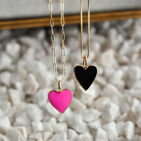 Colored Heart Charm Necklace - Quad Espresso Jewelry