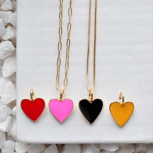 Colored Heart Charm Necklace