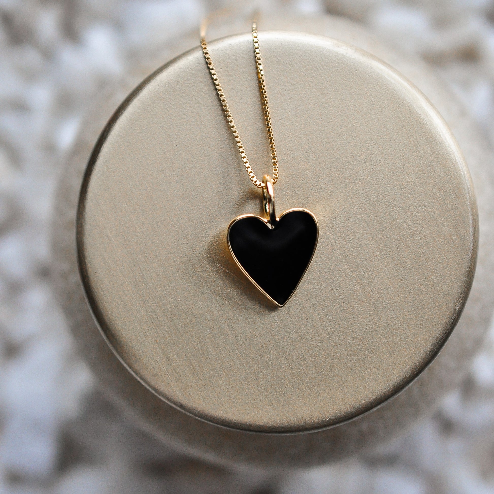 Colored Heart Charm Necklace - Quad Espresso Jewelry