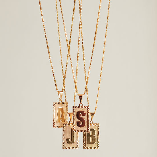 Initial Pendant Necklace - Quad Espresso Jewelry