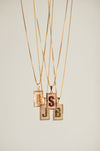 Initial Pendant Necklace - Quad Espresso Jewelry
