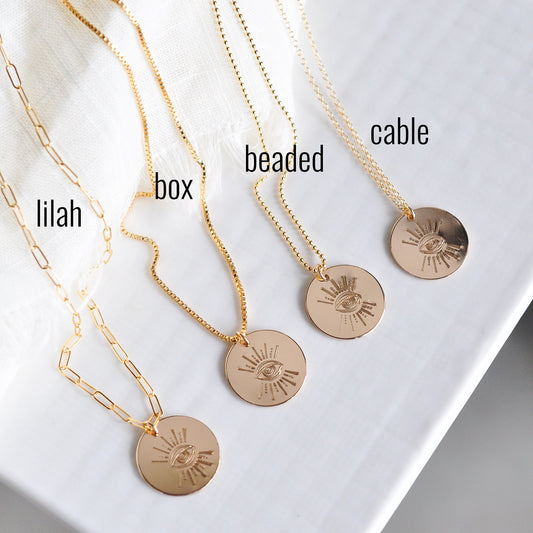 Evil Eye Charm Necklace - Quad Espresso Jewelry