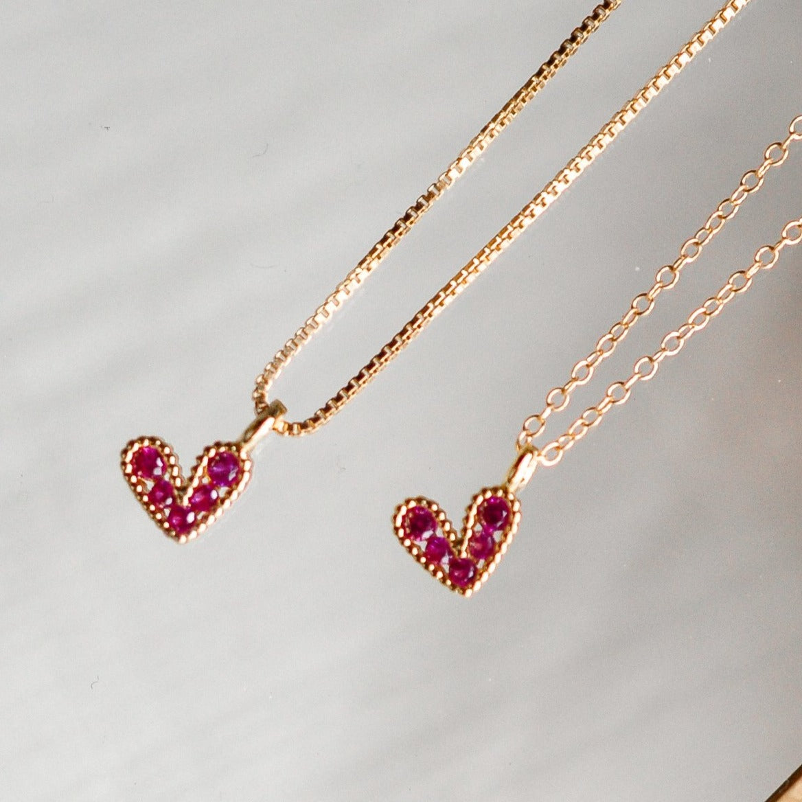 Mini Beaded Pink Heart Necklace