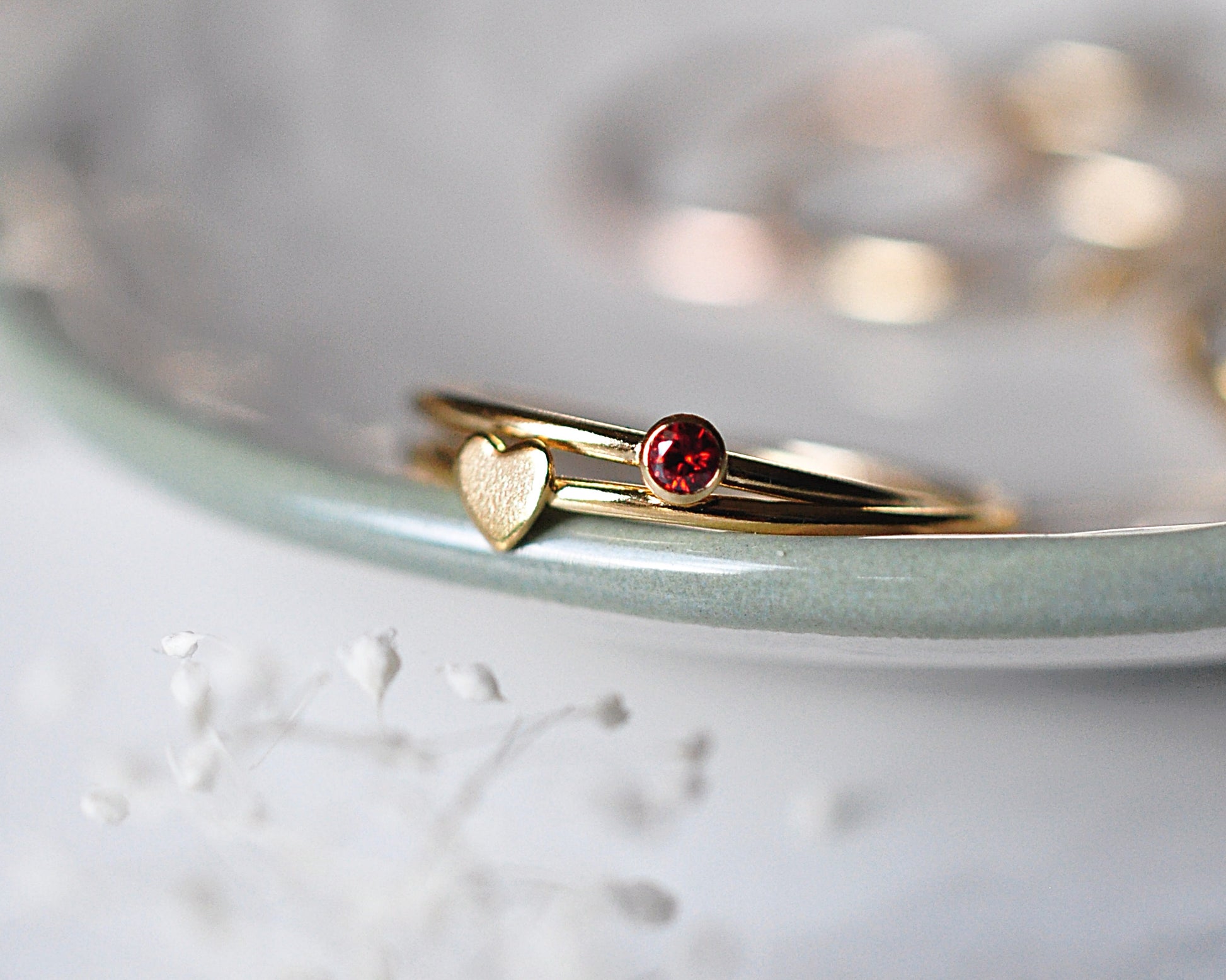 Three Birthstones Ring Stack - Quad Espresso Jewelry