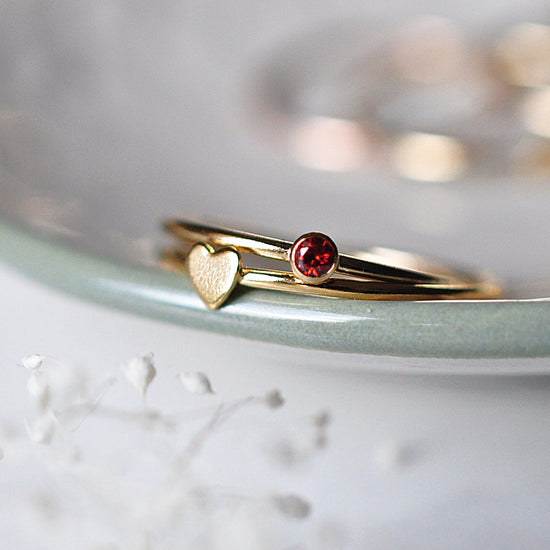 Four Birthstones Ring Stack - Quad Espresso Jewelry