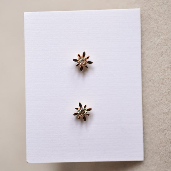 14k Solid Gold Compass Star Diamond Studs - Quad Espresso Jewelry
