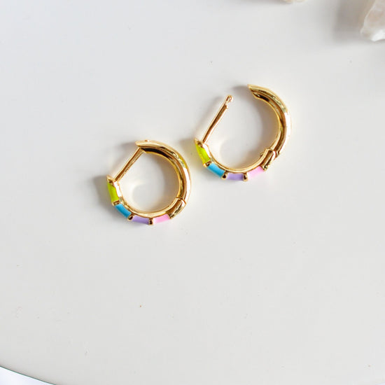 Pastel Rainbow Enamel Hoops - Quad Espresso Jewelry