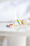 Pastel Rainbow Enamel Hoops - Quad Espresso Jewelry