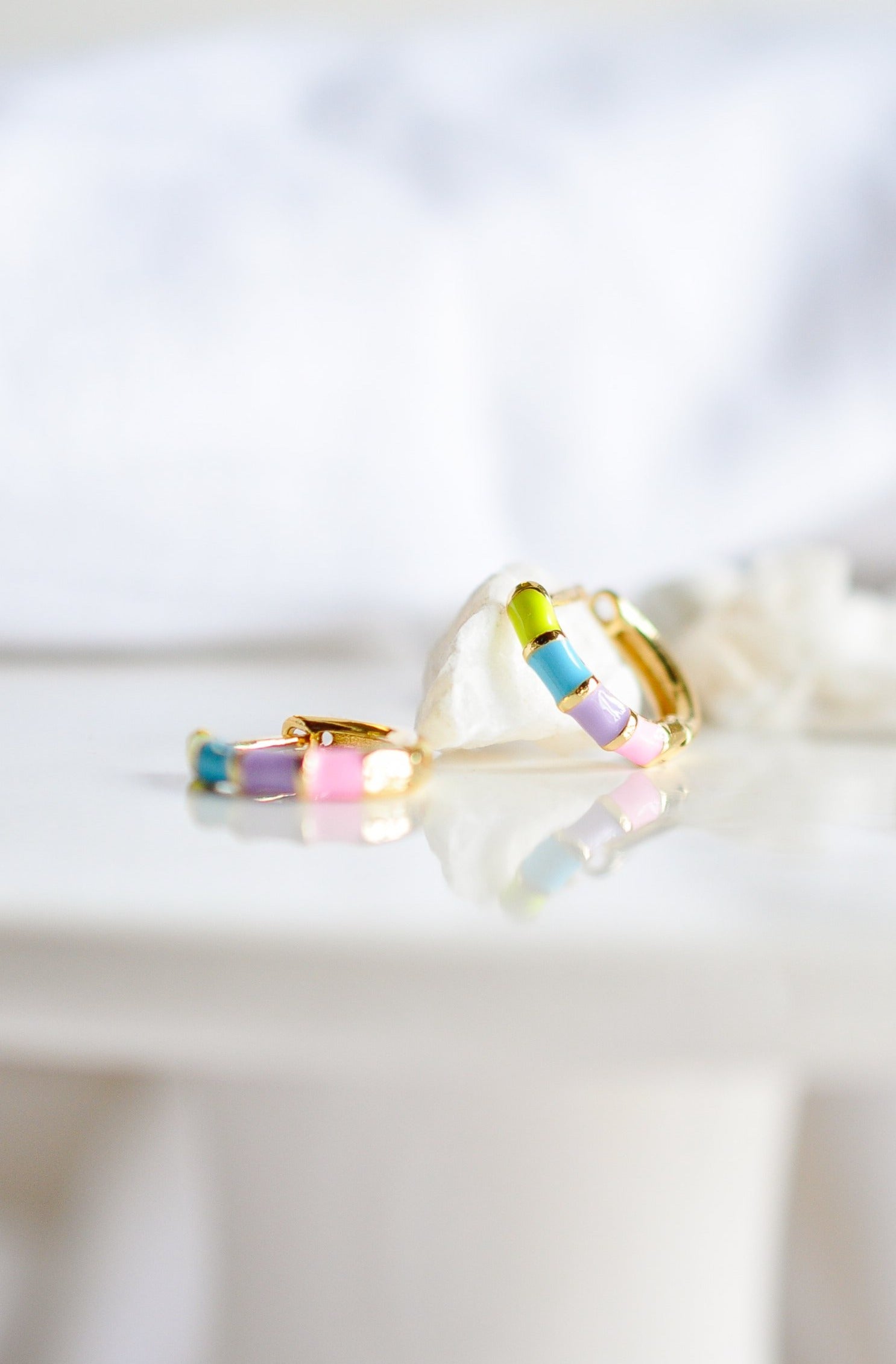Pastel Rainbow Enamel Hoops - Quad Espresso Jewelry