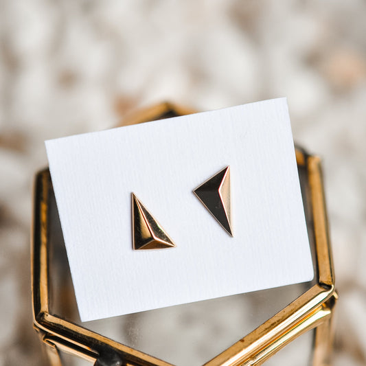 14k Solid Gold Edgy Triangles - Quad Espresso Jewelry