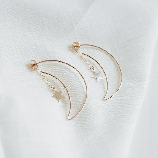 Moon & Star Earrings - Quad Espresso Jewelry