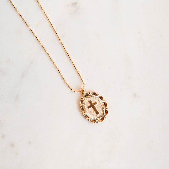 Cross Medallion Charm Necklace - Quad Espresso Jewelry