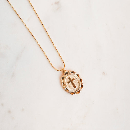 Cross Medallion Charm Necklace - Quad Espresso Jewelry