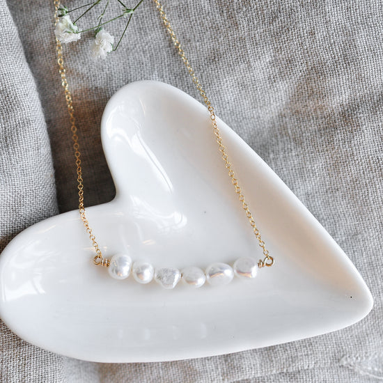 Pearl Bar Necklace - Quad Espresso Jewelry