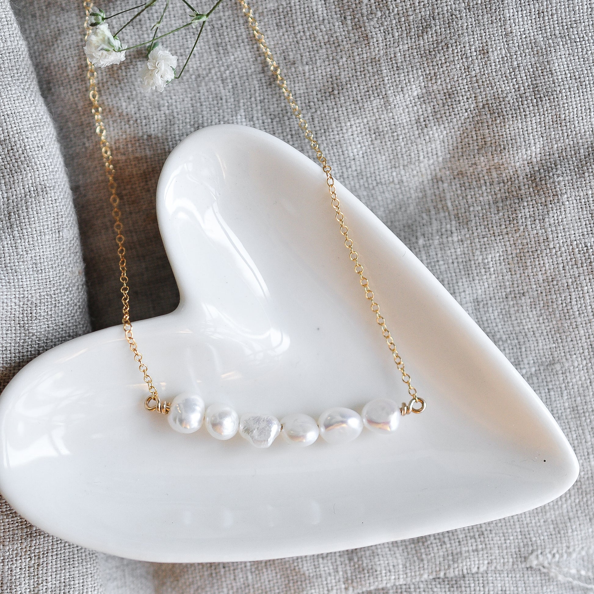 Pearl Bar Necklace - Quad Espresso Jewelry