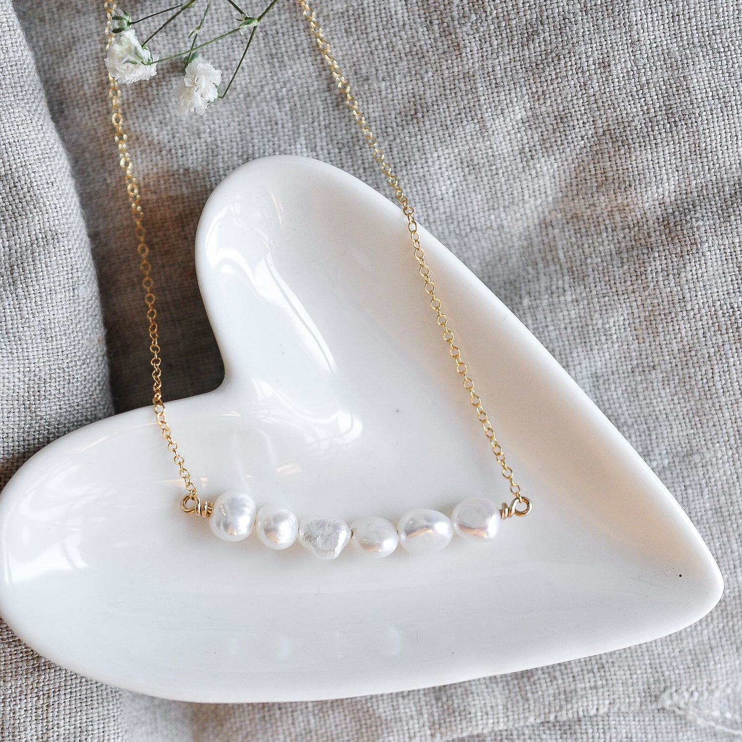 Pearl Bar Necklace - Quad Espresso Jewelry