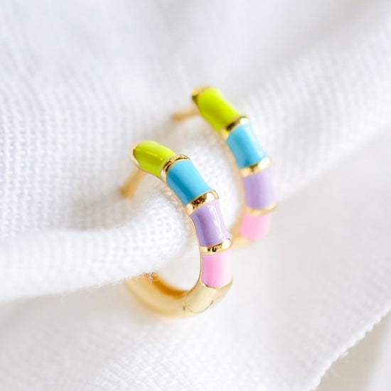 Pastel Rainbow Enamel Hoops - Quad Espresso Jewelry