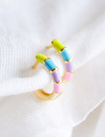 Pastel Rainbow Enamel Hoops - Quad Espresso Jewelry