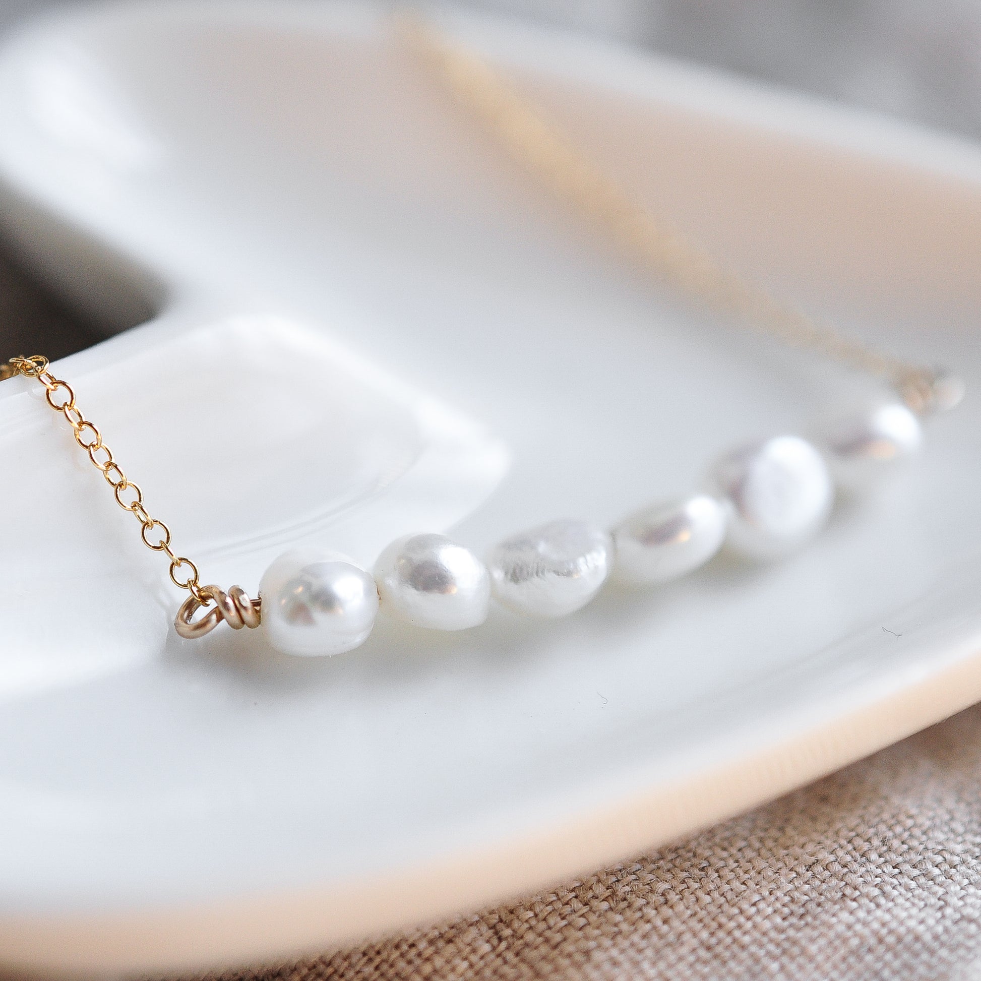 Pearl Bar Necklace - Quad Espresso Jewelry
