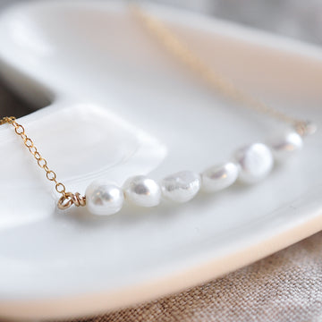 Pearl Bar Necklace - Quad Espresso Jewelry