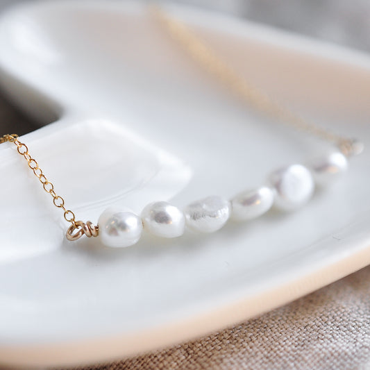 Pearl Bar Necklace - Quad Espresso Jewelry