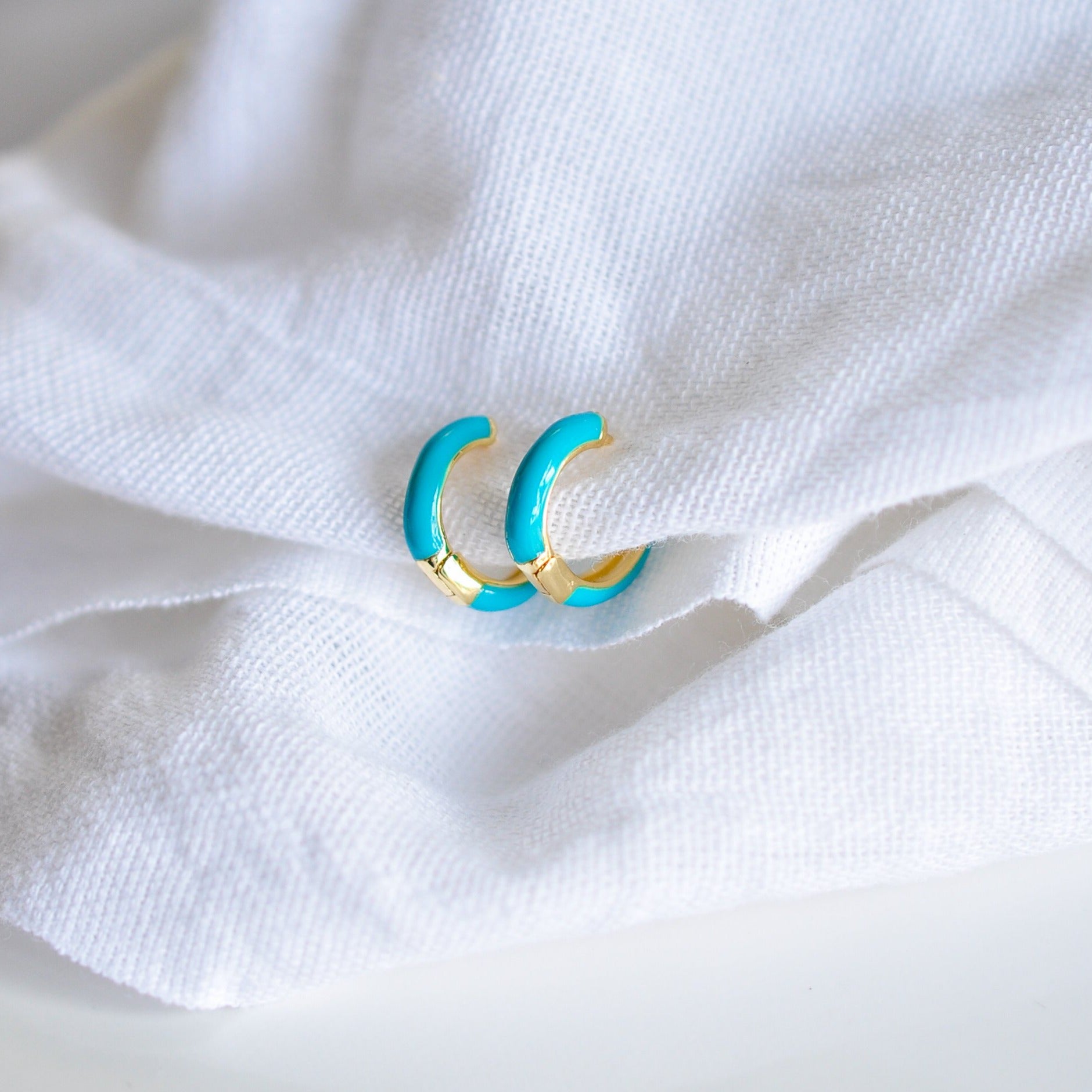 Tiny Enamel Hoops - Quad Espresso Jewelry