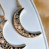Embellished Moon Charm Necklace - Quad Espresso Jewelry
