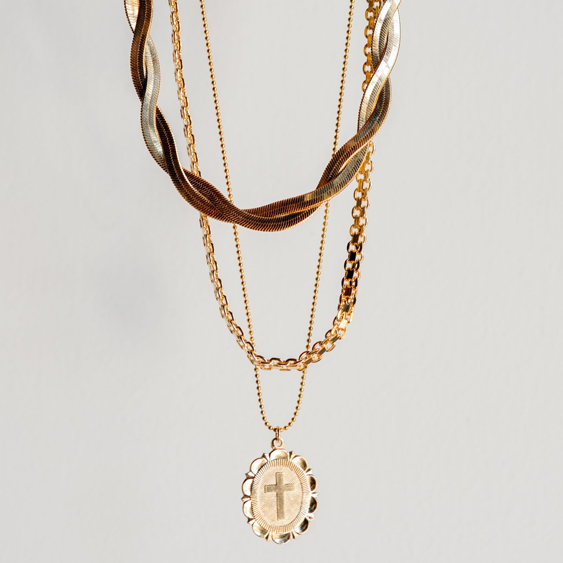 Cross Medallion Charm Necklace - Quad Espresso Jewelry