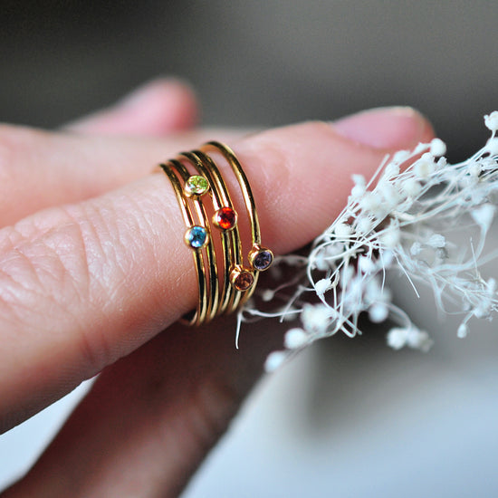 Four Birthstones Ring Stack - Quad Espresso Jewelry