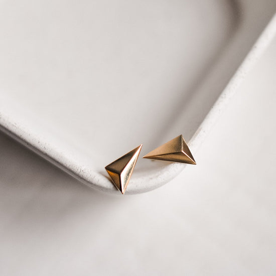 14k Solid Gold Edgy Triangles - Quad Espresso Jewelry