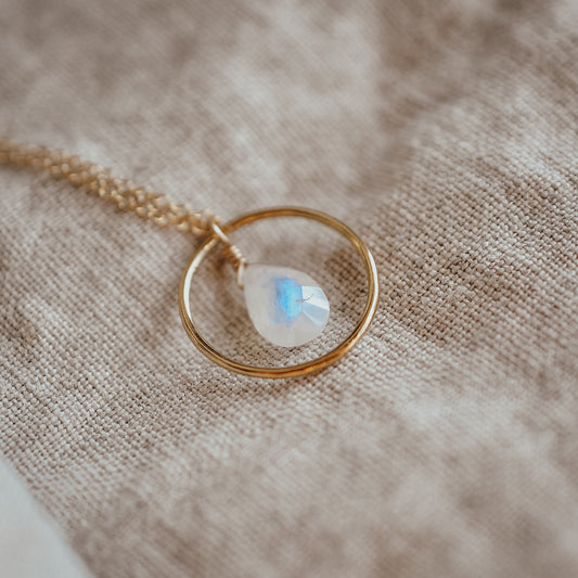 Moonstone Sphere Necklace - Quad Espresso Jewelry